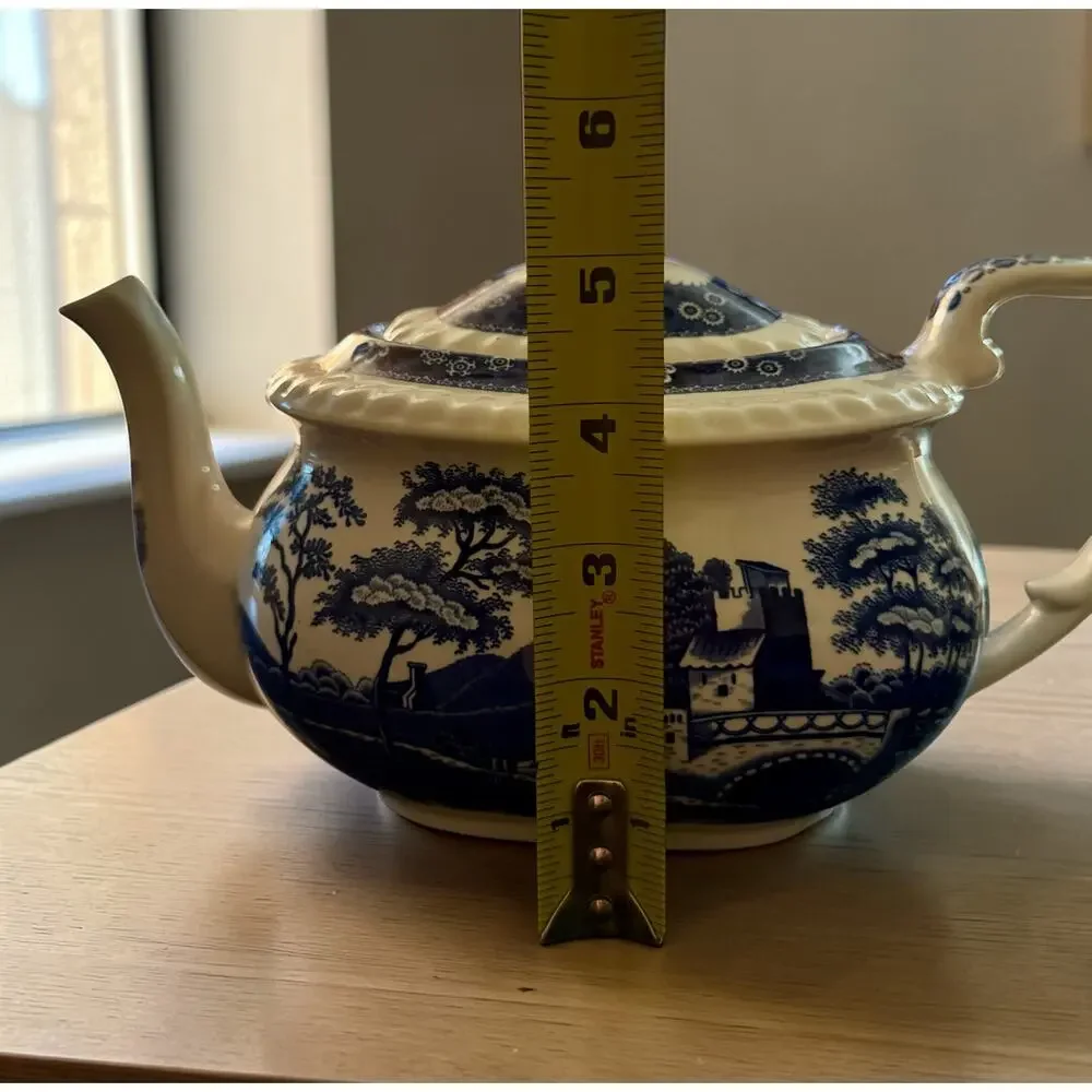 Spode Tower Blue Gadroon Teapot | Pristine Condition | Vintage Made in England